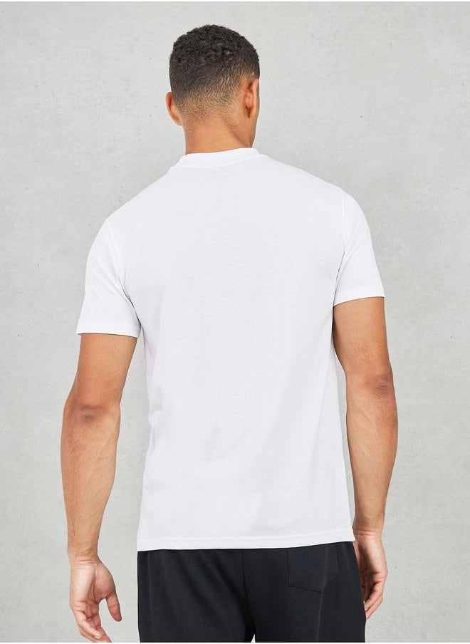 Styli Badge Detail Mock Neck Regular Fit T-Shirt  - Image 4