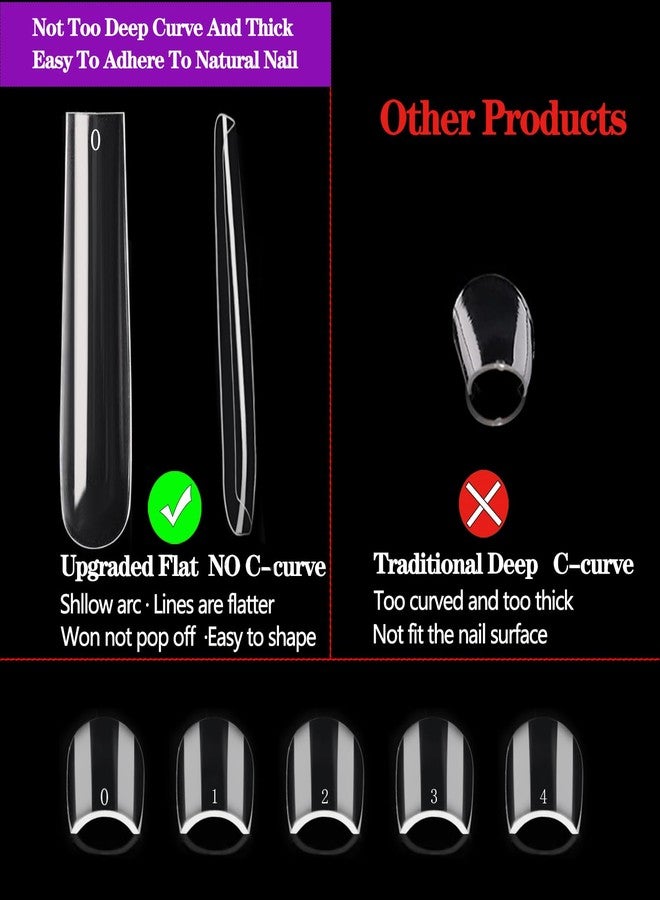 Dudjndjd 3XL Square Nail Tips, 240PCS Clear Full Cover Artificial False Nails Tips, Extra Long Square No C Curve Acrylic Nail Tips, XXXL Tapered Fake Nails for Salons Home DIY Nail Art 12 Sizes - Image 3