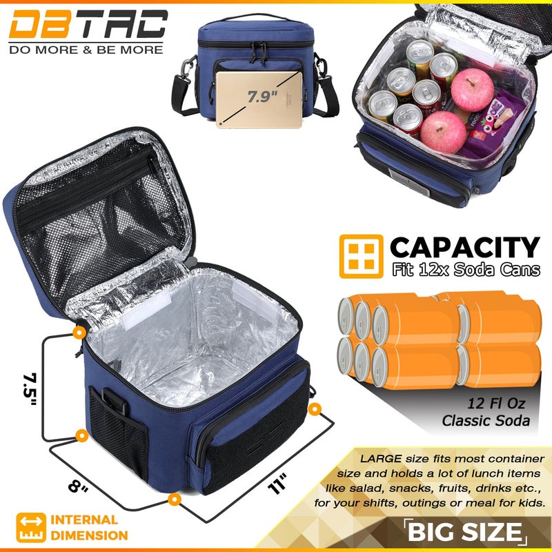 DBTAC Tactical Lunch Bag for Men Women, 12 Cans Insulated Lunch Box for Adult | 9L Leakproof Lunch Cooler Tote for Work Office Outdoor Travel | Soft Easy To Clean Liner x2, Blue - Image 2