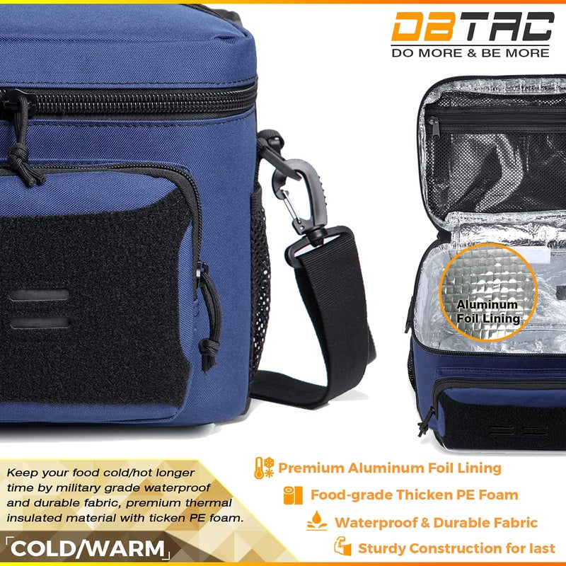 DBTAC Tactical Lunch Bag for Men Women, 12 Cans Insulated Lunch Box for Adult | 9L Leakproof Lunch Cooler Tote for Work Office Outdoor Travel | Soft Easy To Clean Liner x2, Blue - Image 4