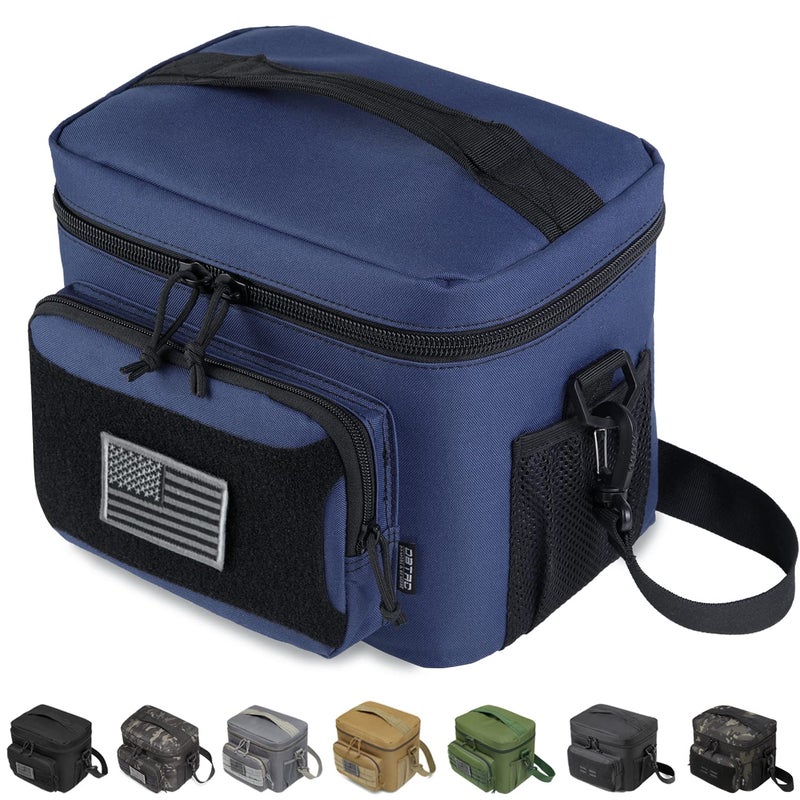 DBTAC Tactical Lunch Bag for Men Women, 12 Cans Insulated Lunch Box for Adult | 9L Leakproof Lunch Cooler Tote for Work Office Outdoor Travel | Soft Easy To Clean Liner x2, Blue - Image 1