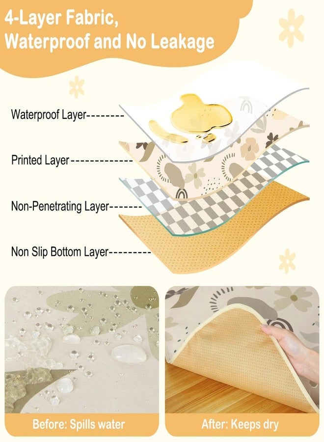 BeBeJoJo Splat Mat for Under High Chair 42 x 42 Inch Waterproof Baby Splash Mat with Non Slip Bottom Reusable Portable Highchair Mat for Floor Food Catcher for High Chair, Coffee Flowers - Image 4