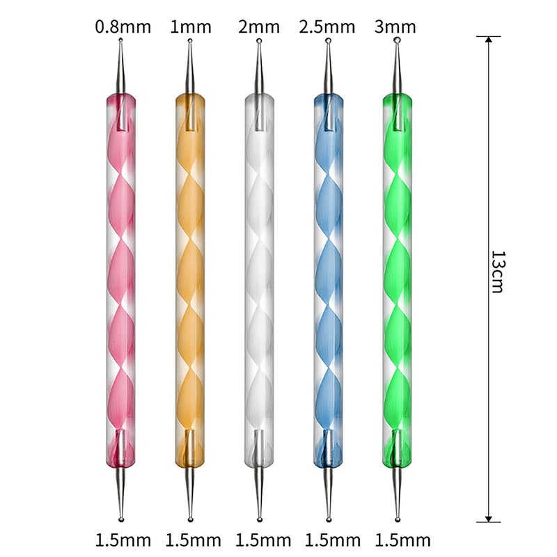 Belicia 20 PCS Nail Art Pens Set 5 PCS 2 Way Dotting Pen Tool 15 PCS Nail Painting Brushes UV Gel Painting DIY Nail Art Design Dotting Painting Drawing Polish Brush Pen Kit Tools Manicure Tips - Image 5