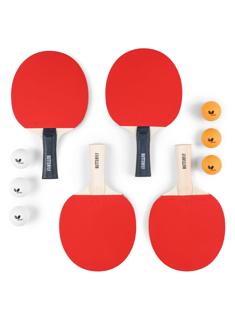 Butterfly Set Easy Complete Table Tennis Set with 4 Rackets and 6 Balls, Carry Case Included, Ideal for Beginners and Recreational Players - Image 3