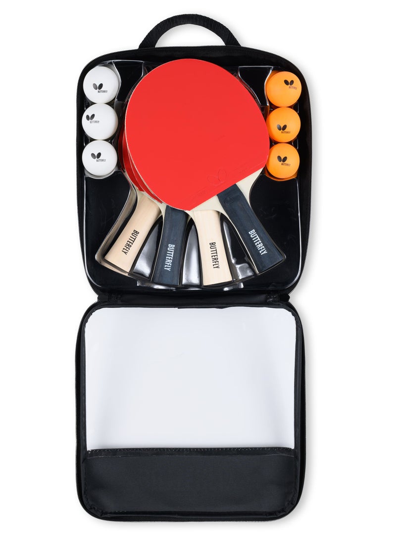 Butterfly Set Easy Complete Table Tennis Set with 4 Rackets and 6 Balls, Carry Case Included, Ideal for Beginners and Recreational Players - Image 2