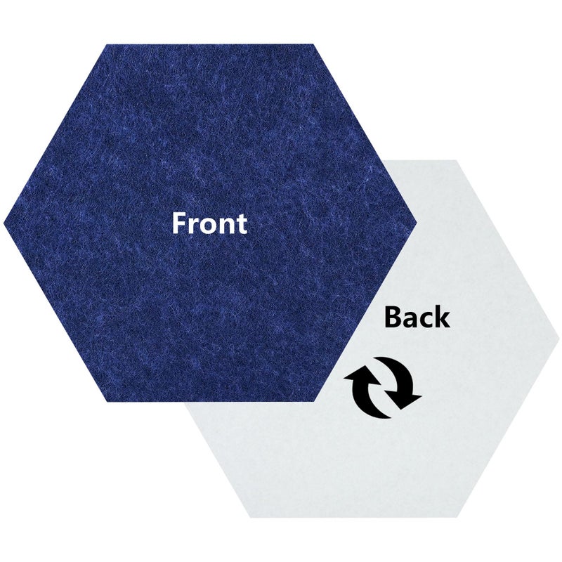 Vienrose Hexagon Felt Bulletin Board Self Adhesive Pin Board Wall Decoration Tiles with 35 Push Pins for Office Home and School, Blue Series 12 Pack - Image 2