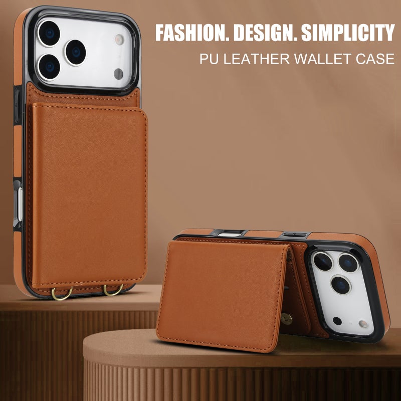 iPhone 13 Pro Max TPU Protective for iPhone 13 with Kickstand and Card Holder in Brown for Family Use - Image 4
