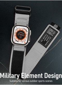 Moxedo Moxedo MX23 Rugged Strap Breathable Nylon Braided Sports Band Compatible with Apple Watch Band Series 8/7/6/5/4/3/2/1/SE Ultra Woven Loop Design for 44mm/45mm/49mm - Grey  - Image 2
