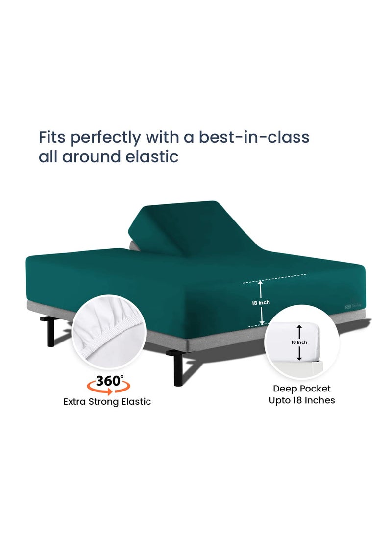 SGI bedding SGI bedding 36"" King Split Top Flex Head Sheet 100% Egyptian Cotton Sheet Set 1000 Thread Count Flex Top Sheet for Adjustable Bed 4Pc Sheet Set 18"" Deep Pocket for Sleep Number Bed - Teal  - Image 5