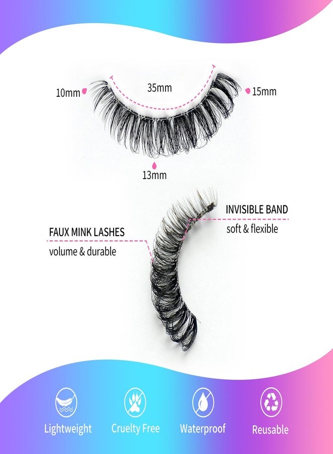 Jozlynn False Eyelashes D Curl Wispy Natural Look Faux Mink Lashes Fluffy Transparent Band Cat Eye Fake Eyelashes 10 Pairs (Black) - Image 2