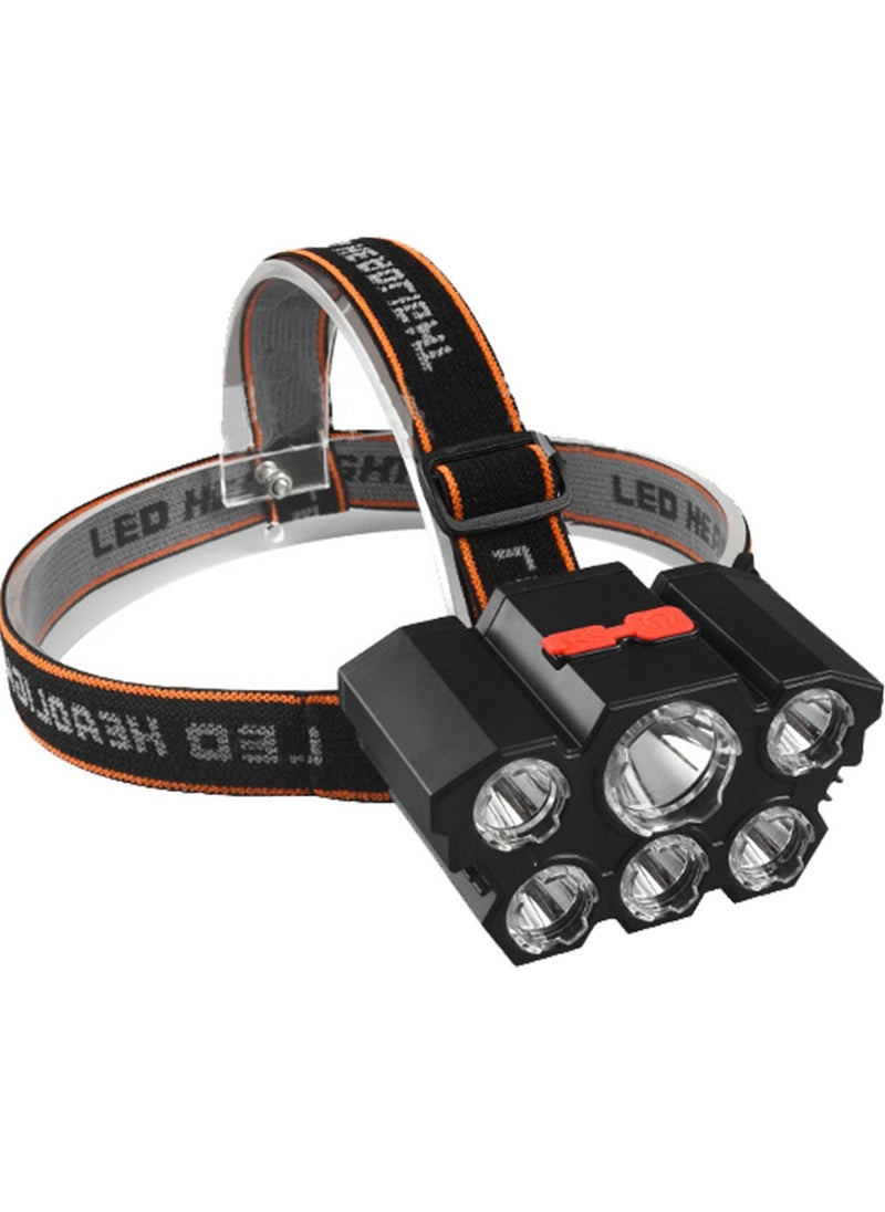 Generic Wave Strong Light Sensing 6led Headlamp Outdoor Cycling Lamp USB Rechargeable Portable LED Headlamp  - Image 1