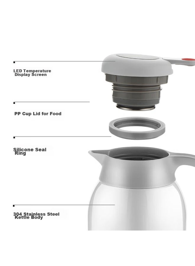 Tomimitsu Fuguang Insulated Bottle, Large Capacity, 304 Stainless Steel Interior And Exterior, Temperature Display, Household Thermos, Push-on Hot Water Kettle, Boiling Water Bottle - Image 2