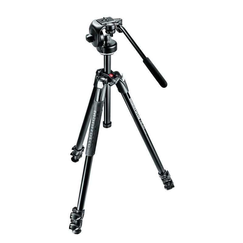 Manfrotto 290 Xtra Alu 3-Section Tripod Kit with 128RC Fluid Head (MK290XTA3-2W) - Image 1