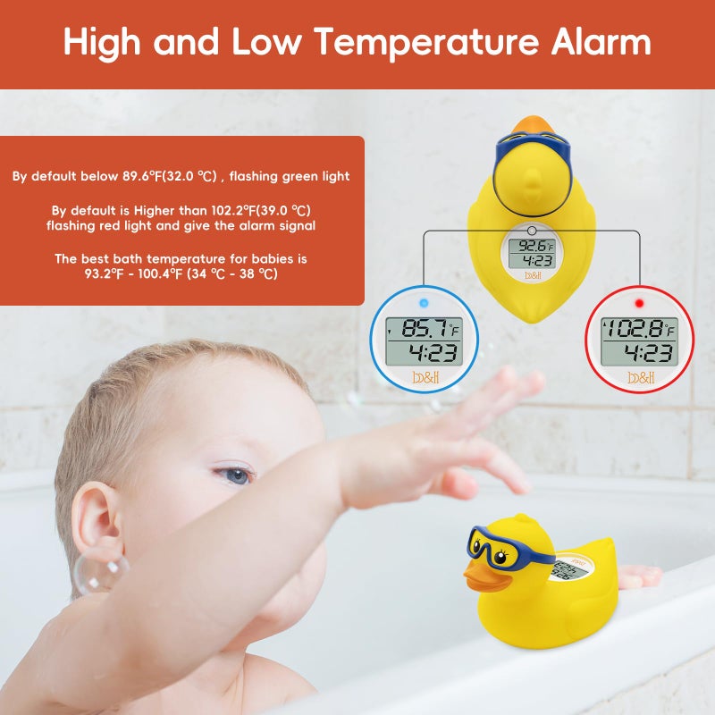 B.H b&h Baby Bath Thermometer and Room Thermometer - Upgraded Sensor, The Infant Tub Water Temperature Thermometer Floating Toy Safety Products (Diving-Goggles Duck) - Image 2