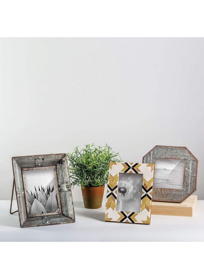 Foreside Home and Garden Foreside Home and Garden 4 x 6 inch Southwest Pattern Decorative Wood Picture Frame, 43, White, Brown  - Image 2