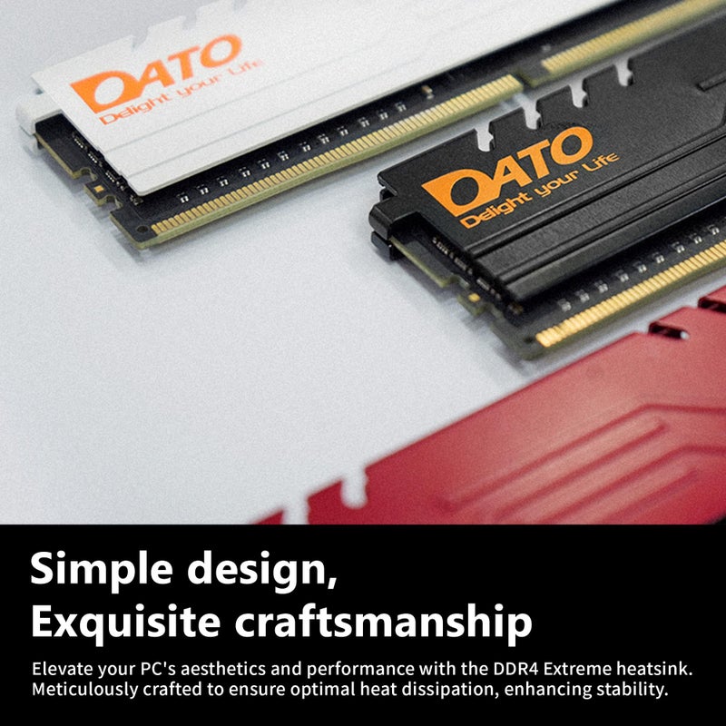DATO 16GB RAM (8GBx2), DDR4 3200MHz with Heatsink, PC4-25600 CL16 1.35V 288-Pin Non-ECC UDIMM, Desktop Memory Module for Gaming, Extreme Black - Image 3