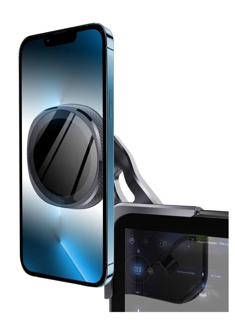 Tesla Phone Mount for Model 3 / Y Accessories Magnetic Car Phone Holder Flip Cover Design 360° Free Rotation for iPhone 14 13 12 Pro Max Mini All Phones