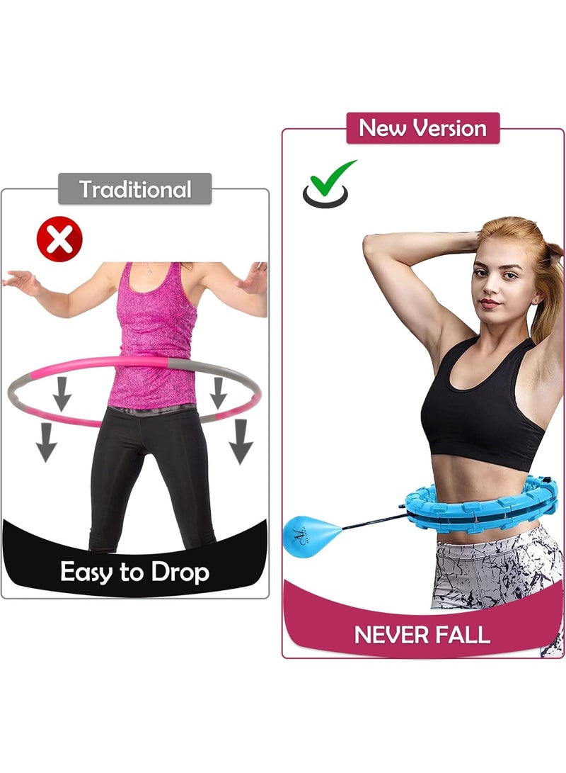 LA VEYRA Home Re 24 Knots Adjustable fitness Hula Hoop - Fitness Weighted Massage Hula Hoop Weight Loss Hoops - Detachable Knots Adjustable Weight, 360°Auto-Spinning Ball for Exercise - Image 5
