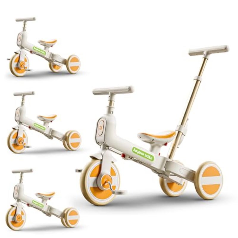 Novak 4 in 1 Convertible Baby Tricycle for,Baby Cycle with 3 Height Adjustable Parental Handle, Balance Bike and Bicycle Mode Foldable Cycle for Toddler 1.5 to 5 Years Orange - Image 1