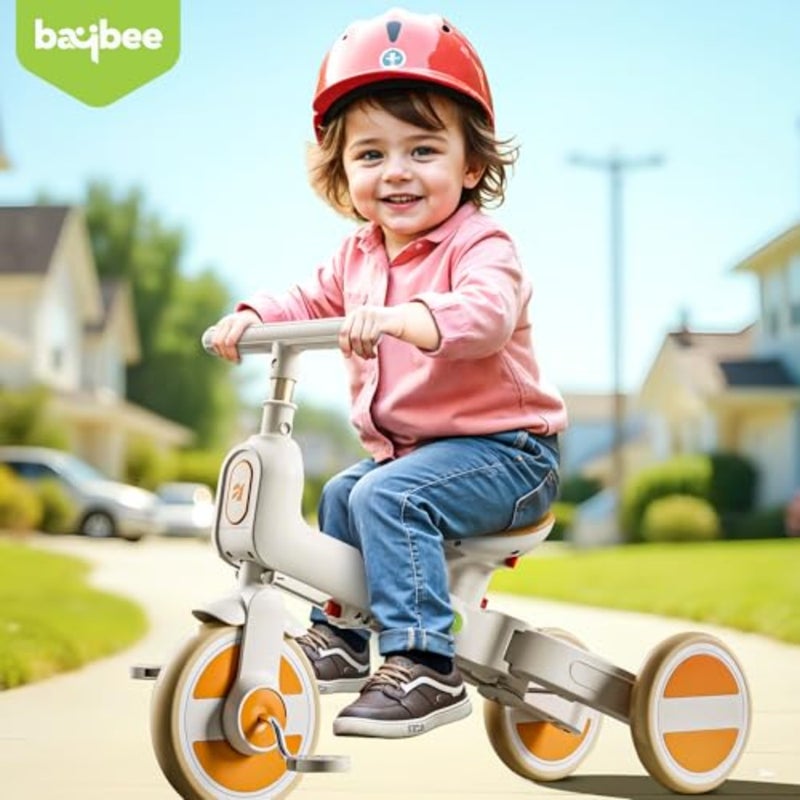 Novak 4 in 1 Convertible Baby Tricycle for,Baby Cycle with 3 Height Adjustable Parental Handle, Balance Bike and Bicycle Mode Foldable Cycle for Toddler 1.5 to 5 Years Orange - Image 2