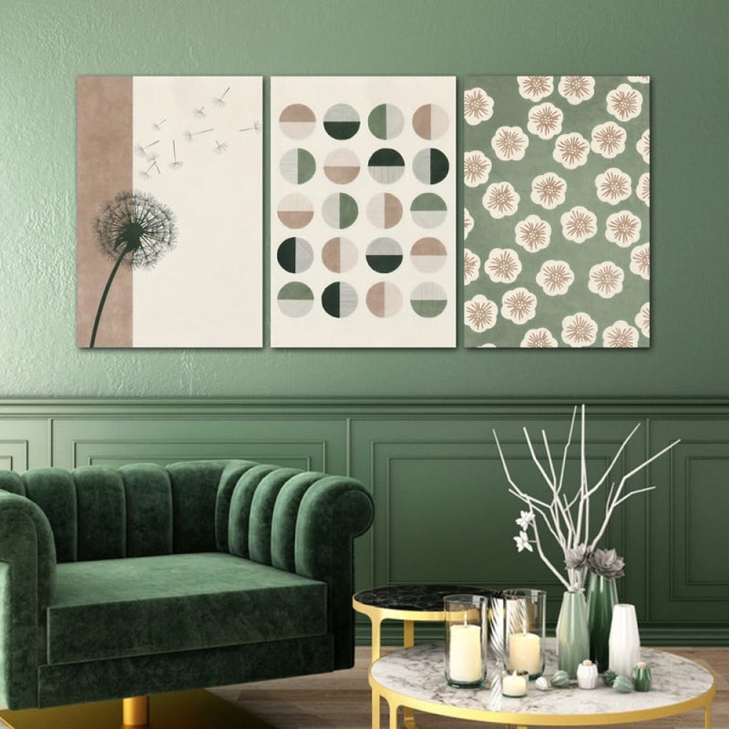 ماركتنا ثلاث لوحات قماشية بتصميم مودرن مع برواز مجوف مقاس (150×70) ثلاث قطع - Image 1