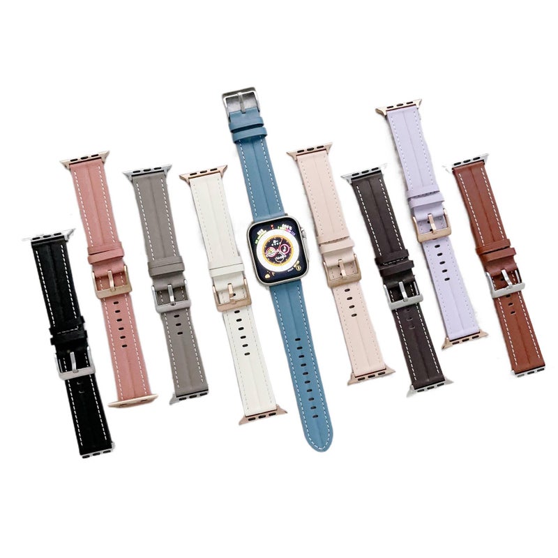 Leather Compatible with Apple Watch Smartwatch Band for daily smartwatch wear and replacement strap Brown Family Use Everyday Use Home Use Travel - Image 1