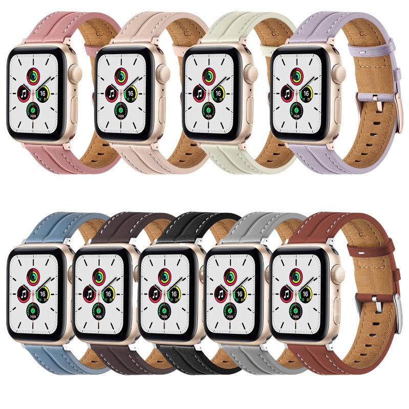 Leather Compatible with Apple Watch Smartwatch Band for daily smartwatch wear and replacement strap Brown Family Use Everyday Use Home Use Travel - Image 2