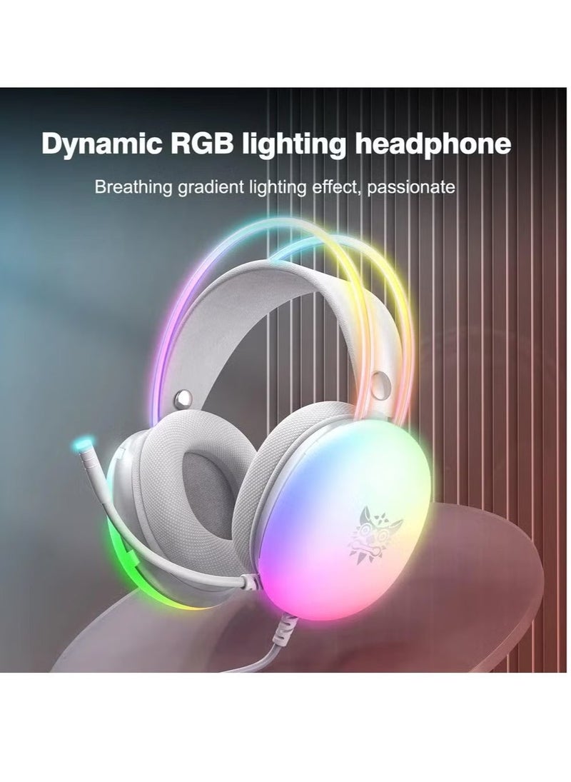 onikuma RGB Gaming Headset – High-Quality Stereo Sound, Noise-Canceling Microphone, Adjustable Headband, Comfortable Ear Cushions – RGB LED Lighting for Enhanced Gaming Experience – Ideal for Gaming, Streaming, and Communication  - Image 2
