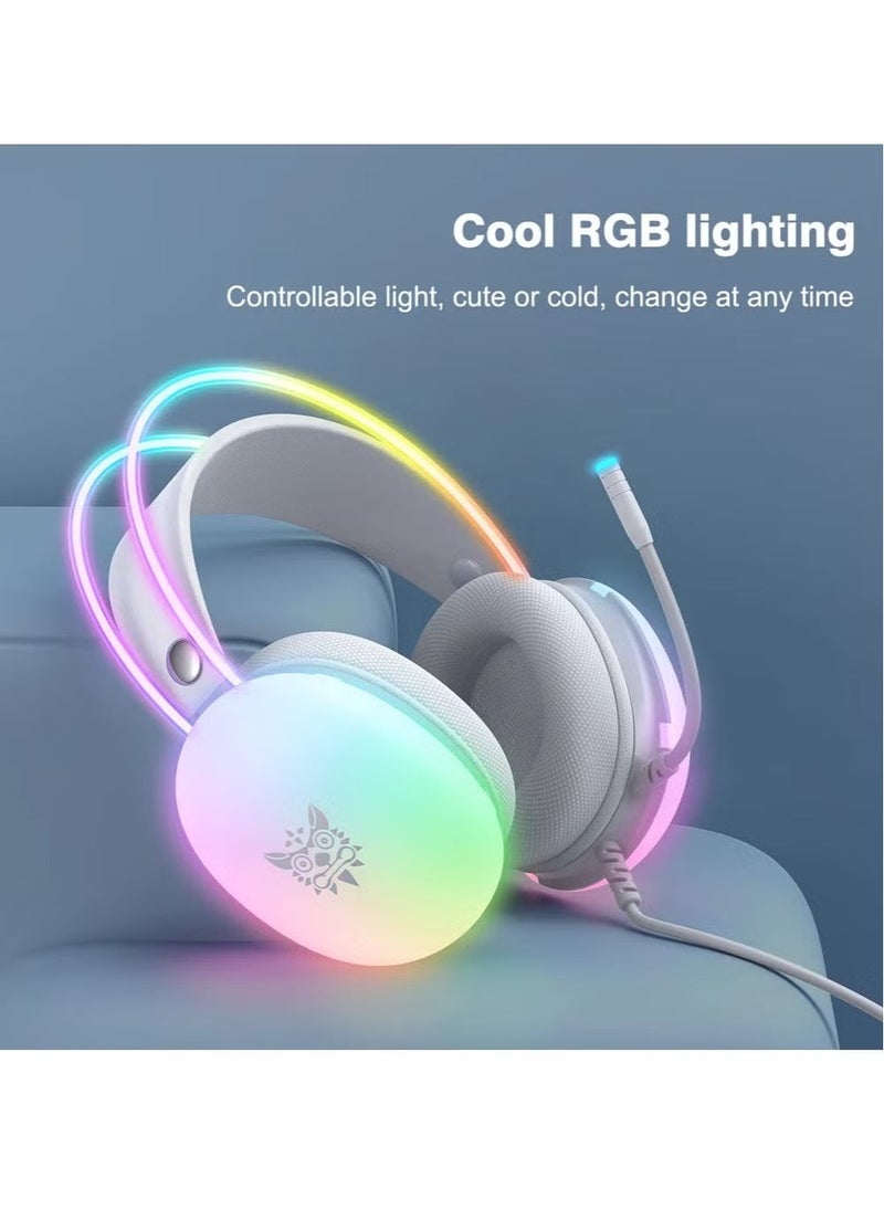 onikuma RGB Gaming Headset – High-Quality Stereo Sound, Noise-Canceling Microphone, Adjustable Headband, Comfortable Ear Cushions – RGB LED Lighting for Enhanced Gaming Experience – Ideal for Gaming, Streaming, and Communication  - Image 3