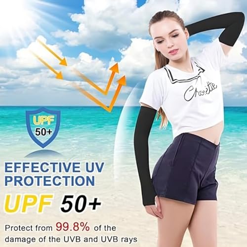 ZIBELL UV Protection Arm Sleeves with Thumb Hole, Pack of 2 for Men & Women, Sun Protection Sleeves for Running, Hand Cover for Bike Riding Nylon - Image 3