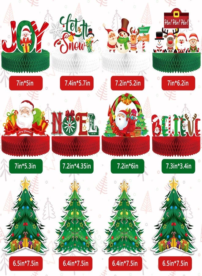 KALEFO 12PCS Christmas Decorations Christmas Honeycomb Table Centerpieces Santa Winter Xmas Holiday Party Favors 3D Reindeer Table Decor - Image 2