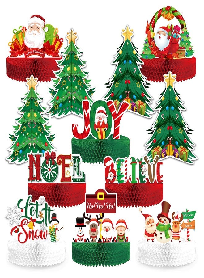KALEFO 12PCS Christmas Decorations Christmas Honeycomb Table Centerpieces Santa Winter Xmas Holiday Party Favors 3D Reindeer Table Decor - Image 1