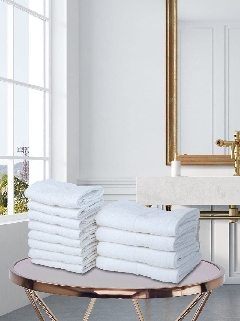 BIANCA 12pc Ultra Soft Zero Twist 100 Cotton Towel 4pc Hand 8pc Face Paradiso Super Absorbent Fluffy AeroCore Organic Technology for Men Women Gym Kitchen SolidWhite - Image 1