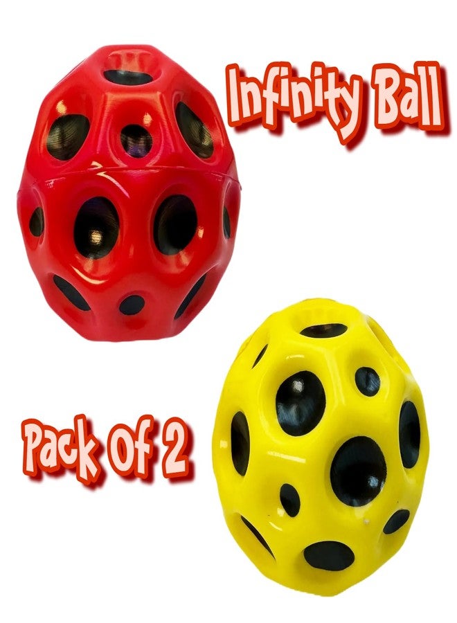 Buko Super Infinity Crazy Bounce Moon Ball: Ultimate Grip and Catch, Enhances Hand-Eye Coordination (Pack of 2 (Red-Yellow) - Image 2