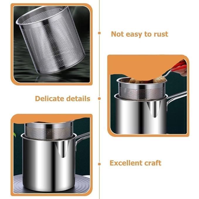 JOLYMIT Small Deep Frying Pot with Strainer Basket, 1200ml Deep Frying Pot with Strainer Basket (1200ml / 1 Pcs) - Image 5