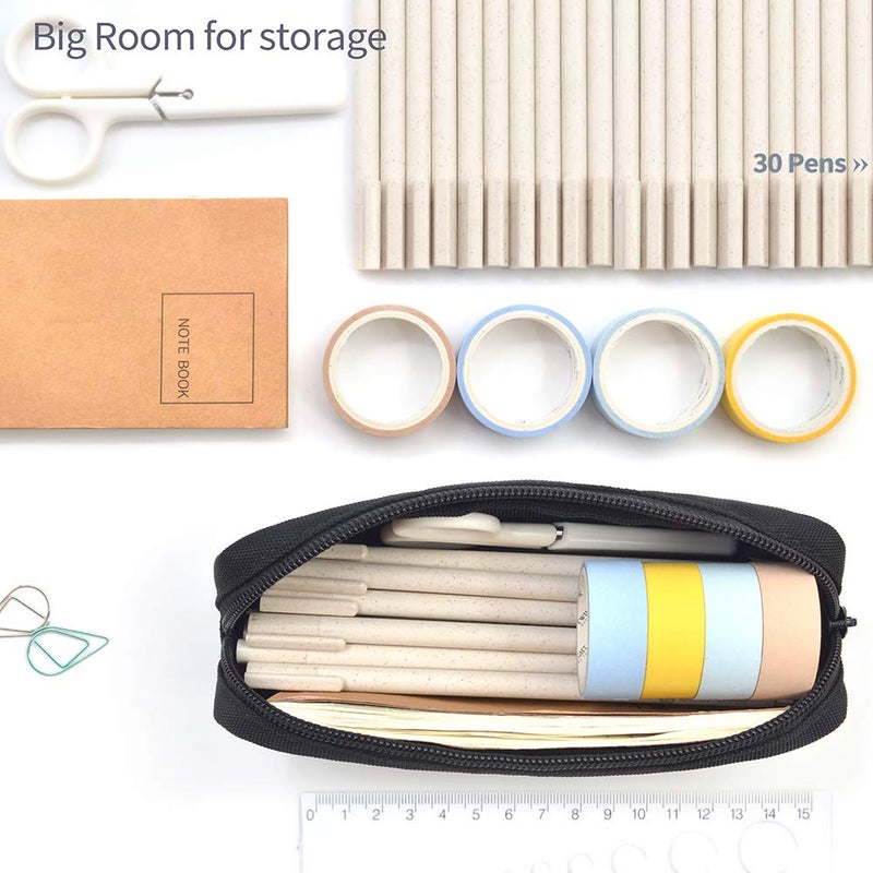 Dobmit Pencil Pen Case, Dobmit Big Capacity Pencil Pouch Makeup Bag Durable Office Stationery Organizer - Black - Image 2