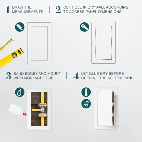 ECOPRO VENT 4" x 8" White Plastic Access Panel. Service Shaft Door Panel. Plumbing, Electricity, Heating, Alarm Wall Access Panel for Drywall. Bathroom Services Access Hole Cover. - Image 3