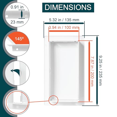ECOPRO VENT 4" x 8" White Plastic Access Panel. Service Shaft Door Panel. Plumbing, Electricity, Heating, Alarm Wall Access Panel for Drywall. Bathroom Services Access Hole Cover. - Image 2