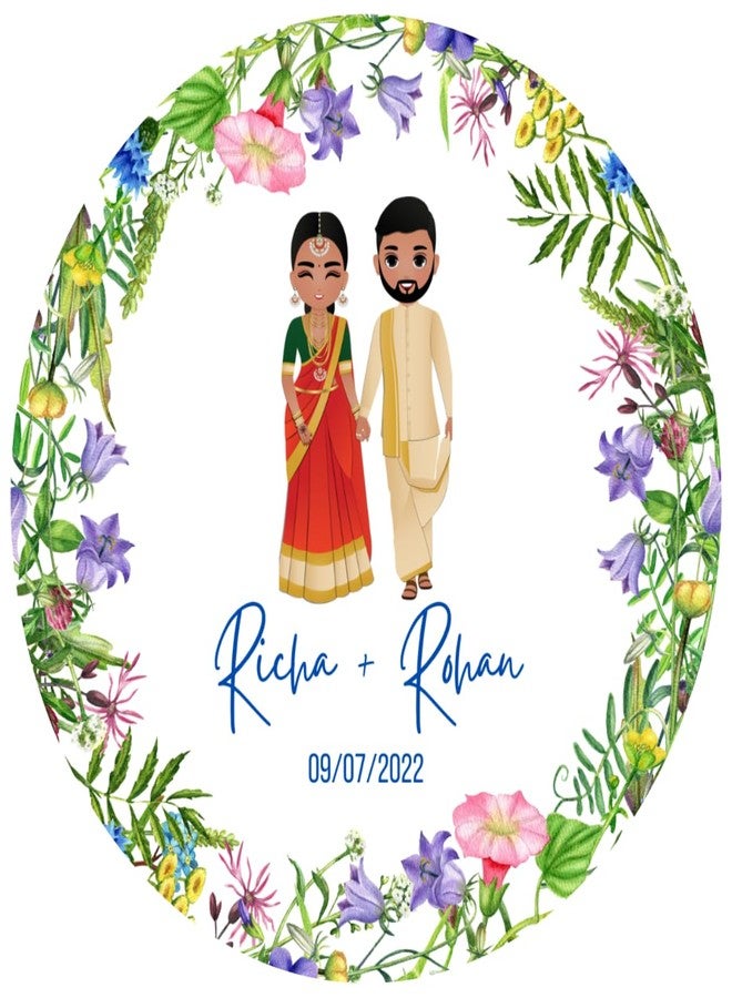 Yellow Nuts ملصقات شكر شخصية من يلو ناتس لهدايا التوزيعات، مقاس 2 بوصة، 60 قطعة، لحفلات الحناء، وهدايا الذكرى السنوية، وحقائب الهدايا. - Image 1