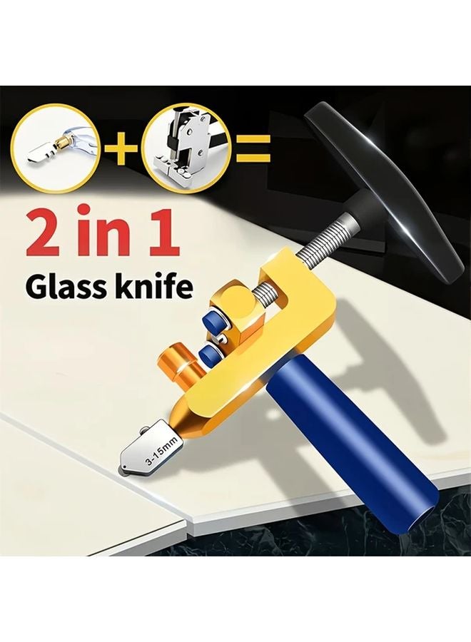 One Set 2 in 1 Glass and Tile Cutter Precision Cutting Tool Durable Metal Alloy Blade - Image 2