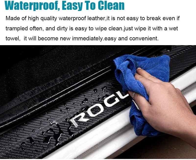 LEXLEY Carbon Fiber Style Leather Door Sill Protector for Nissan Rogue 2014-2020 - 4PCS - Image 5