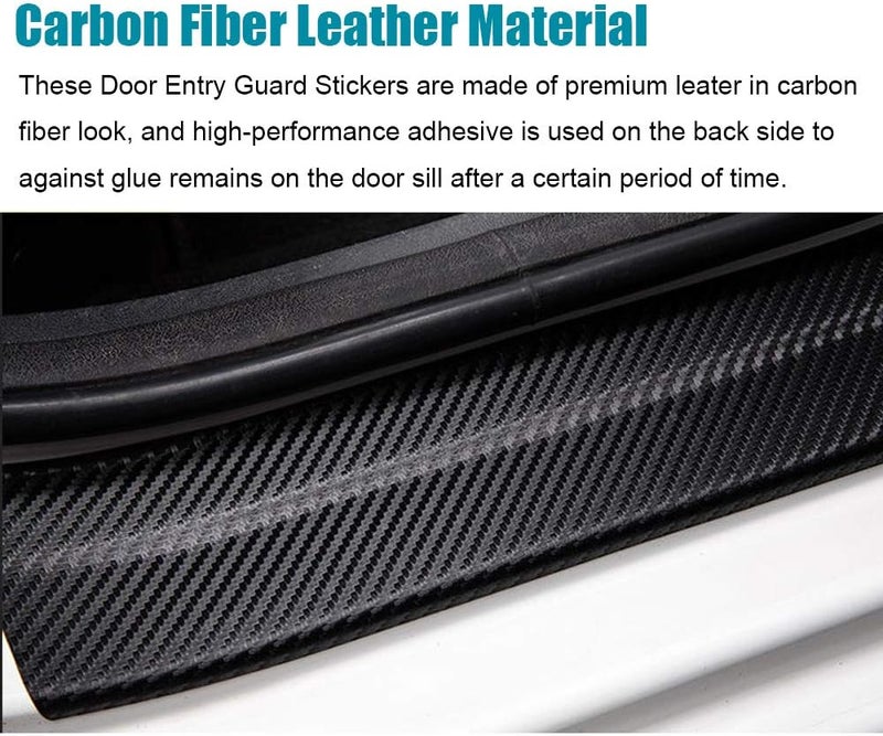LEXLEY Carbon Fiber Style Leather Door Sill Protector for Nissan Rogue 2014-2020 - 4PCS - Image 3