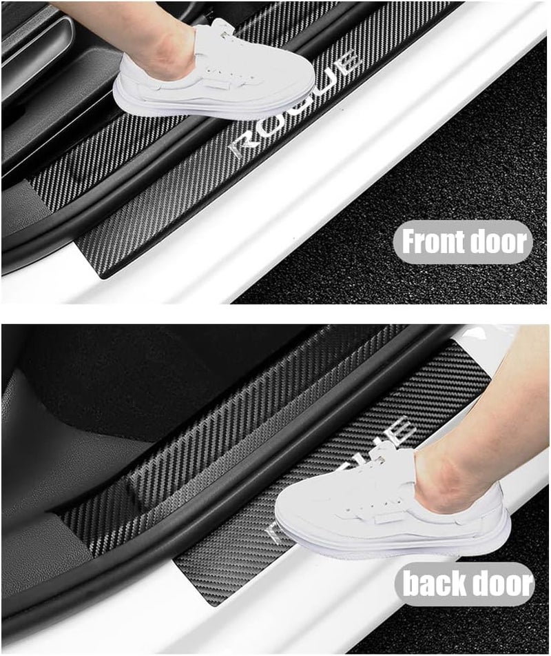 LEXLEY Carbon Fiber Style Leather Door Sill Protector for Nissan Rogue 2014-2020 - 4PCS - Image 2