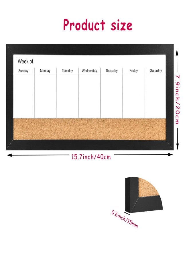 Umtiti Magnetic Weekly Dry Erase White Board and Cork Board, Black Wood Frame，Magnetic Surface Whiteboard for Home Office and Wall Decor(ZHZL-2040BK) - Image 2