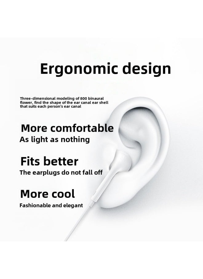 Generic - Type-c In-Ear Bluetooth For Apple 15 Headset Wired For Android Round Hole Wire Control For Apple Flat Head Ear-Color:Suitable For Apple Headphone Cable Cardboard, Plug And Play (excluding Outer Box) - Image 1