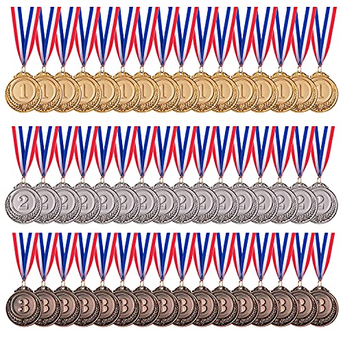 favide 48 Pieces Gold Silver Bronze Award Medals-Winner Medals Gold Silver Bronze Prizes for Competitions, Party,Olympic Style, 2 Inches - Image 1