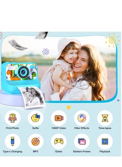 BlueFire Kids Instant Print Camera with 1080P Video, Digital Photo, MP3 Player, Games & Rechargeable Battery – Fun Toy Camera for Boys & Girls  - Image 3