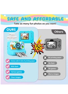 BlueFire Kids Instant Print Camera with 1080P Video, Digital Photo, MP3 Player, Games & Rechargeable Battery – Fun Toy Camera for Boys & Girls  - Image 3