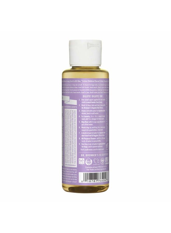 Dr. Bronner's صابون سائل بيور كاستيل (لافندر، 4 أونصة) - مصنوع من زيوت عضوية، 18 استخدام: للوجه، الجسم، الشعر، الغسيل، الحيوانات الأليفة والأطباق، مركز، نباتي، غير معدل وراثيًا - Image 2