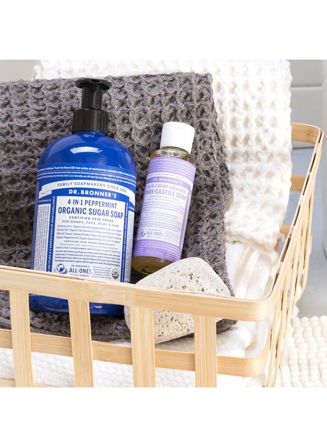 Dr. Bronner's صابون سائل بيور كاستيل (لافندر، 4 أونصة) - مصنوع من زيوت عضوية، 18 استخدام: للوجه، الجسم، الشعر، الغسيل، الحيوانات الأليفة والأطباق، مركز، نباتي، غير معدل وراثيًا - Image 3
